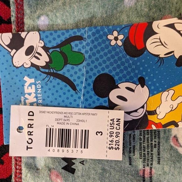 Torrid Disney Mickey & Friends Mid Rise Cotton Hipster Panty 2x or 3x - Picture 12 of 13